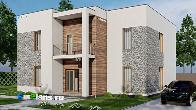 Проект двухэтажного дома 13 на 18, площадью 300 м² с террасой, балконом и 9 спальнями
