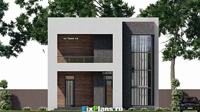 Проект двухэтажного дома 11 на 16, площадью 230 м² с террасой, балконом и 3 спальнями — фасад 3