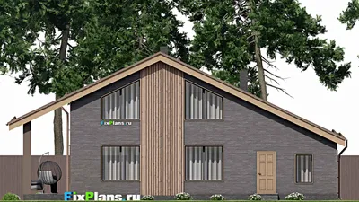 Проект дома с мансардой 12 на 16, площадью 190 м² с террасой, балконом, гаражом на 1 машину и 4 спальнями — фасад 6