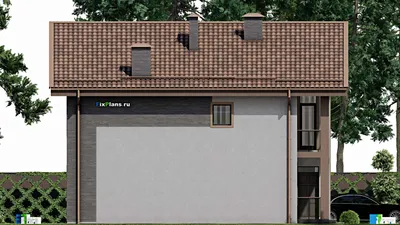 Проект двухэтажного дома 12 на 12, площадью 200 м² с террасой, балконом и 3 спальнями — фасад 4