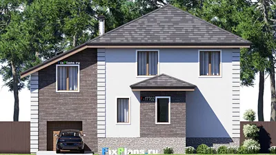 Проект двухэтажного дома 12 на 15, площадью 220 м² с гаражом на 1 машину и 5 спальнями — фасад 3