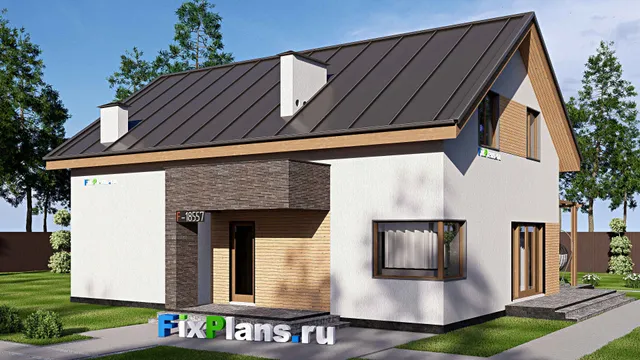 Проект дома с мансардой 15 на 16, площадью 240 м² с террасой и 5 спальнями