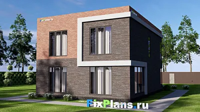 Проект двухэтажного дома 10 на 13, площадью 170 м² с балконом и 4 спальнями — фасад 2