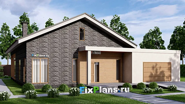 Проект дома с мансардой 17 на 20, площадью 340 м² с террасой, гаражом на 2 машины и 5 спальнями