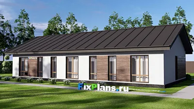 Проект одноэтажного дома 10 на 20, площадью 150 м² с 3 спальнями — фасад 2
