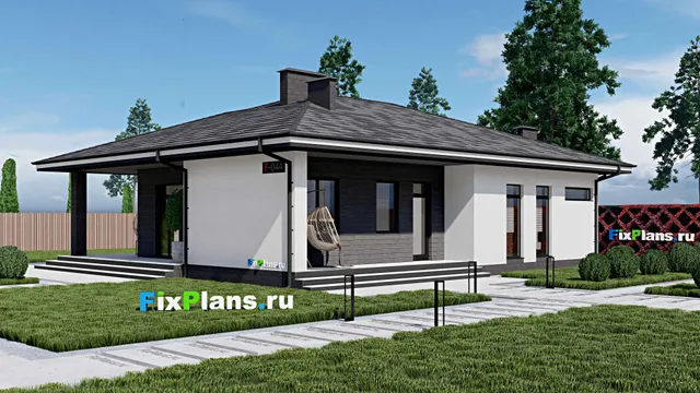 Проект одноэтажного дома 13 на 16, площадью 230 м² с террасой и 7 спальнями