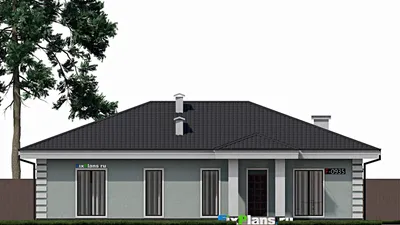 Проект одноэтажного дома 12 на 17, площадью 190 м² с террасой и 3 спальнями (F-0935) — фасад 3