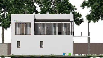 Проект двухэтажного дома 15 на 15, площадью 270 м² с балконом и 5 спальнями — фасад 6
