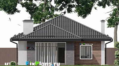 Проект одноэтажного дома 10 на 13, площадью 90 м² с 2 спальнями — фасад 3