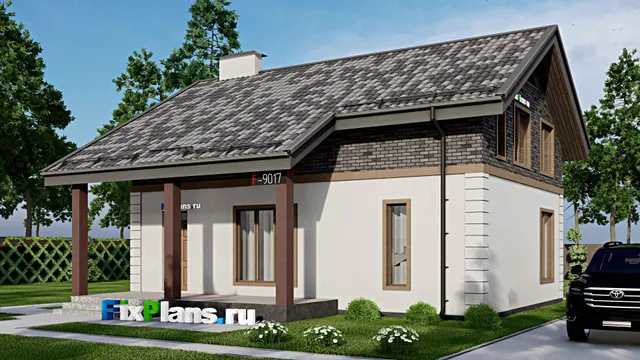 Проект дома с мансардой 11 на 12, площадью 140 м² с террасой и 2 спальнями