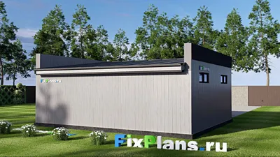 Проект гаража из газобетона 9 на 10, площадью 60 м² на 2 машиноместа — фасад 2