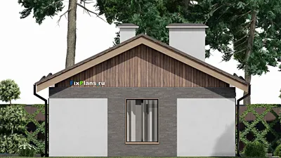 Проект одноэтажного дома 9 на 14, площадью 140 м² с террасой и 2 спальнями — фасад 4