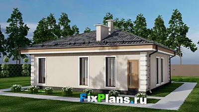 Проект одноэтажного дома 12 на 13, площадью 110 м² с 2 спальнями — фасад 2
