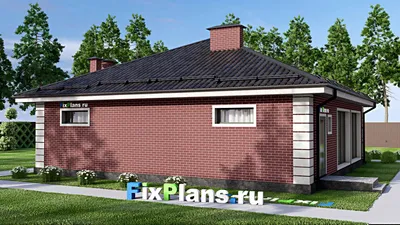 Проект бани 14 на 15, площадью 130 м² с комнатой отдыха, терассой и санузлом — фасад 2