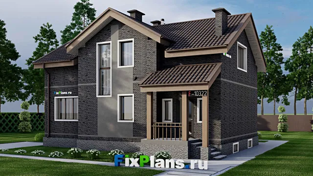 Проект дома с мансардой 13 на 14, площадью 270 м² с цокольным этажом и 4 спальнями