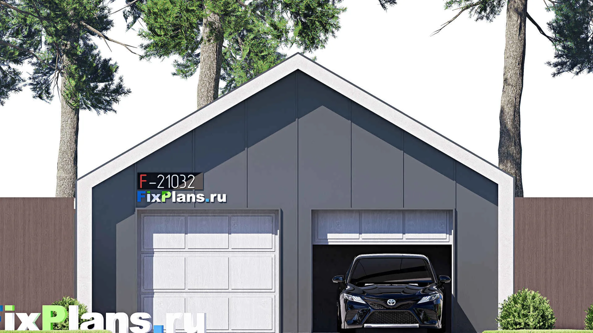 F-21032 - Проект гаража 8 на 8, площадью 50 м² на 2 машиноместа