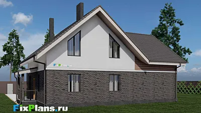 Проект дома с мансардой 10 на 15, площадью 190 м² с балконом, гаражом на 2 машины и 4 спальнями — фасад 2