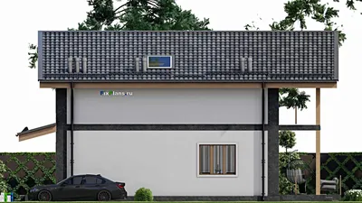 Проект дома с мансардой 11 на 16, площадью 220 м² с террасой, балконом и 5 спальнями — фасад 5