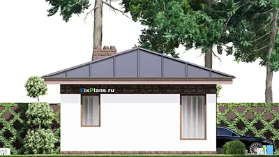 Проект бани 9 на 12, площадью 70 м² с комнатой отдыха, бассейном и санузлом — фасад 4