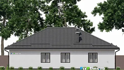 Проект одноэтажного дома 13 на 17, площадью 180 м² с террасой и 4 спальнями (F-2996) — фасад 6