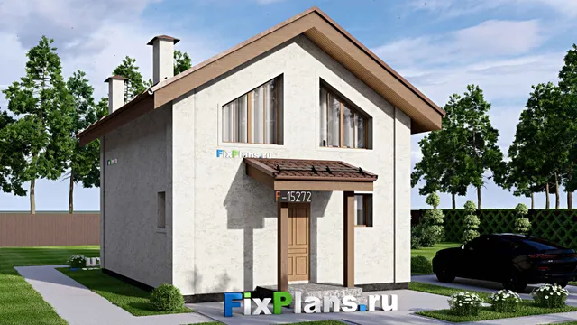 Проект дома с мансардой 8 на 11, площадью 90 м² с 3 спальнями