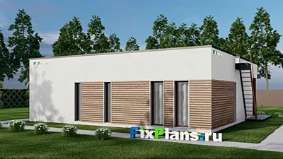 Проект одноэтажного дома 12 на 14, площадью 140 м² с террасой и 2 спальнями — фасад 2
