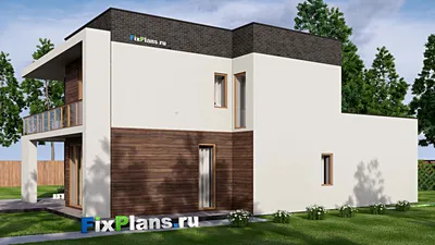 Проект двухэтажного дома 12 на 21, площадью 290 м² с 3 спальнями — фасад 2