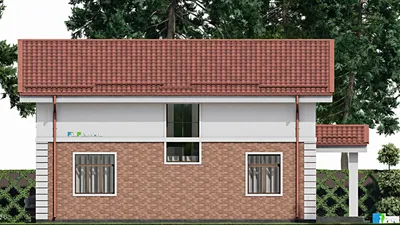 Проект дома с мансардой 9 на 15, площадью 160 м² с 3 спальнями — фасад 4