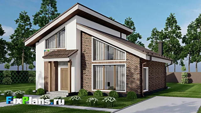 Проект дома с мансардой 11 на 14, площадью 150 м² с террасой и 3 спальнями
