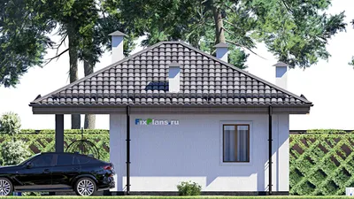 Проект бани 8 на 9, площадью 50 м² с терассой, санузлом и спальней — фасад 5