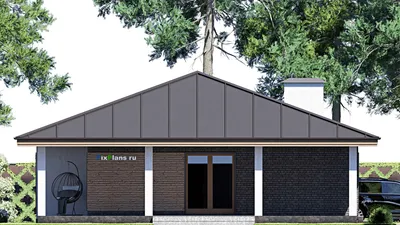 Проект одноэтажного дома 13 на 16, площадью 170 м² с террасой и 3 спальнями — фасад 4