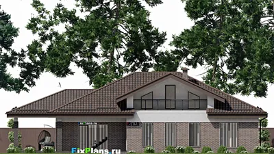 Проект одноэтажного дома 13 на 20, площадью 220 м² с террасой и 3 спальнями — фасад 3
