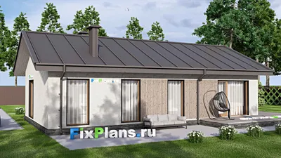 Проект одноэтажного дома 12 на 18, площадью 130 м² с террасой, баней и 3 спальнями — фасад 2