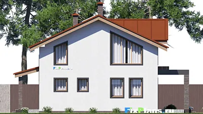 Проект дома с мансардой 10 на 14, площадью 160 м² с террасой, балконом и 4 спальнями (F-19502) — фасад 6