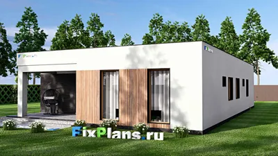 Проект одноэтажного дома 13 на 20, площадью 200 м² с террасой, гаражом на 2 машины и 3 спальнями — фасад 2