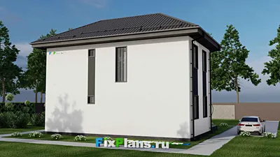 Проект двухэтажного дома 8 на 12, площадью 140 м² с террасой и 3 спальнями — фасад 2