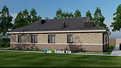 Проект одноэтажного дома 12 на 18, площадью 170 м² с 3 спальнями — фасад 2