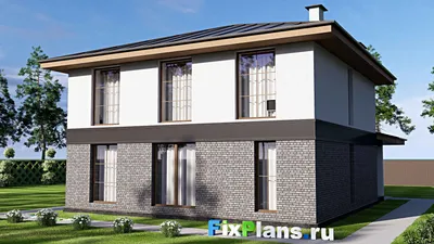 Проект двухэтажного дома 13 на 14, площадью 240 м² с балконом и 5 спальнями — фасад 2