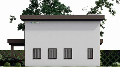 Проект двухэтажного дома 13 на 17, площадью 270 м² с террасой, гаражом на 1 машину и 4 спальнями — фасад 5