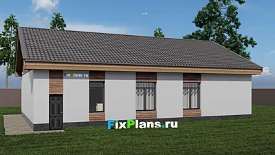 Проект одноэтажного дома 12 на 17, площадью 140 м² с гаражом на 1 машину и 3 спальнями (F-0998i) — фасад 2