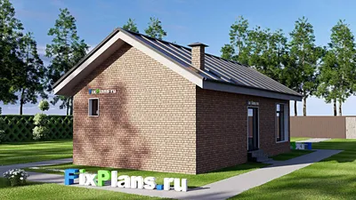 Проект бани 7 на 13, площадью 60 м² с комнатой отдыха, бассейном и санузлом — фасад 2