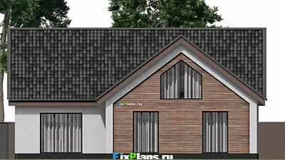 Проект дома с мансардой 12 на 15, площадью 230 м² с 6 спальнями — фасад 4