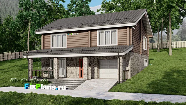 Проект двухэтажного дома 10 на 12, площадью 240 м² с террасой, баней, гаражом на 1 машину и 4 спальнями