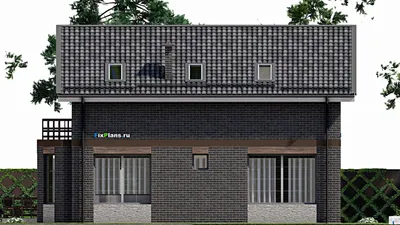 Проект дома с мансардой 12 на 14, площадью 230 м² с баней и 4 спальнями — фасад 5