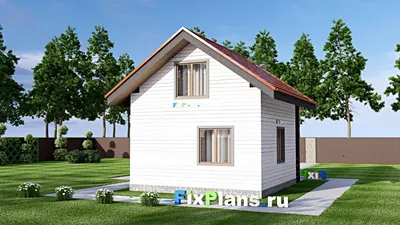 Проект бани 7 на 8, площадью 50 м² с комнатой отдыха, мансардой, санузлом и спальней — фасад 2