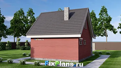 Проект бани 8 на 9, площадью 90 м² с комнатой отдыха, мансардой, санузлом и спальней — фасад 2