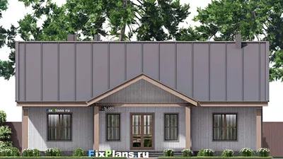 Проект одноэтажного дома 16 на 17, площадью 210 м² с 3 спальнями — фасад 3
