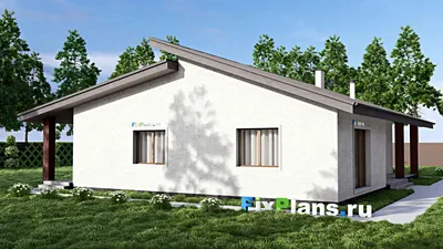 Проект одноэтажного дома 15 на 18, площадью 220 м² с террасой, гаражом на 1 машину и 3 спальнями — фасад 2
