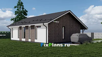 Проект одноэтажного дома 10 на 15, площадью 130 м² с террасой и 3 спальнями (F-0035) — фасад 2