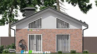 Проект одноэтажного дома 9 на 18, площадью 140 м² с террасой и 3 спальнями — фасад 6